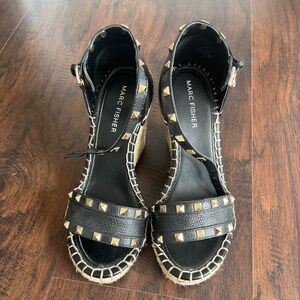 Marc Fisher Black Studded Wedges
